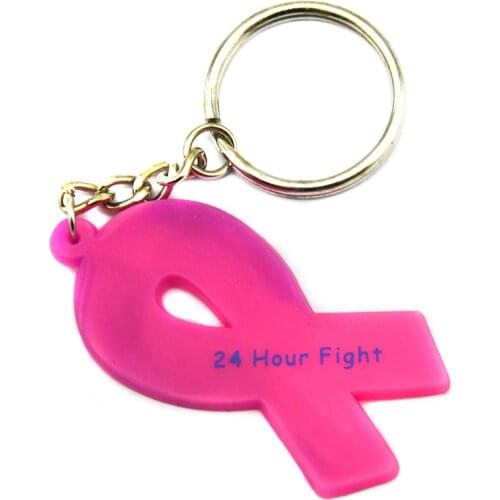 1PC 24 Hour Fight Against Cancer Ribbon Silicon Keychain Printed Logo