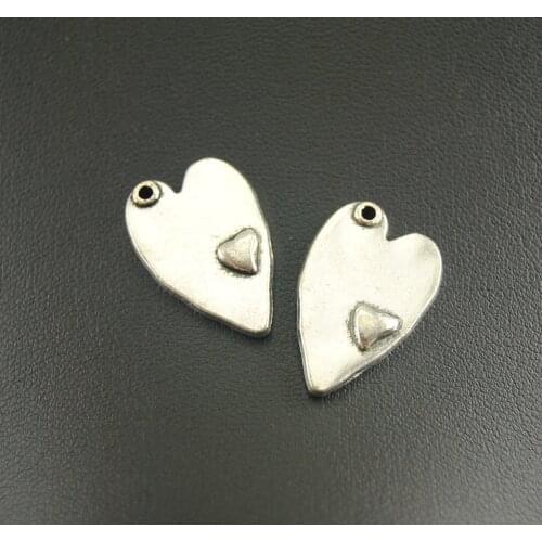 10Pcs Silver Color Love Heart Pendant Smaller Size Bracelet Necklace Jewelry Making Handmade DIY A942