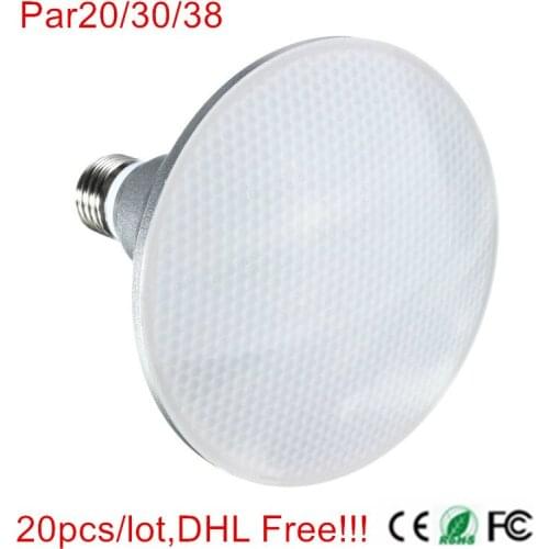 20pcs/lot,E27 9W/12W/15W PAR20 PAR30 PAR38 Waterproof IP65 LED Spot Light Bulb Lamp Indoor Lighting Dimmable AC85-265V DHL Free