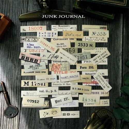 25pcs/set Vintage postmark digital strip sticker DIY scrapbooking base collage mobile phone diary happy plan decoration sticker