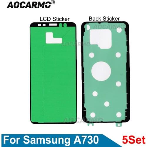 5Sets/Lot For Samsung Galaxy A730 A730F A8 Plus(2018) A8+ Front LCD Display Screen Adhesive Back Door Battery Cover Sticker Glue