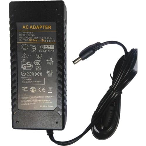 5PCS/LOT 24V 2A AC DC Adapter Charger For 5050 3528 LED Light CCTV 24V2A 48W Switch Power Supply DC 5.5*2.5/2.1mm