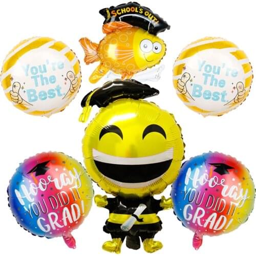 6pcs/set Graduation Balloons Graduation Gift Cartoon Globos School out Decorations Congratulation Graduation 2019 Doctor Balloon