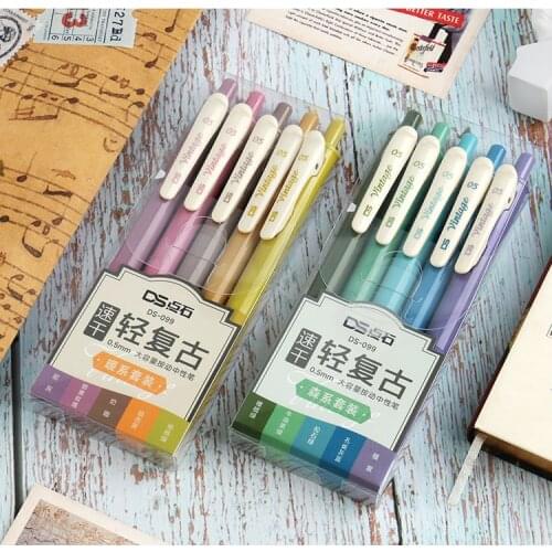 Dianshi Quick Dry Retro Gel Pen 0.5MM Color Ballpoint Pen School Office Supply Stationery for Student For Gift