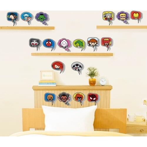 DIY 18 Cross Pang doll Iron Man AVENGERS Captain Spiderman Wall Stickers Decor Kids Baby Bedroom Mural Decal Art