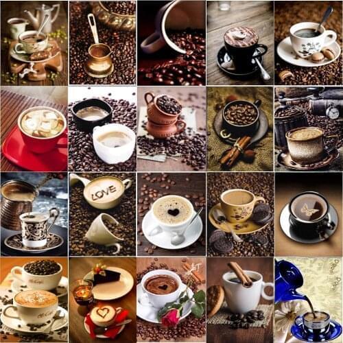 DIY5D Landscape Diamond Painting Coffee Cup Full Diamond Round Manual Cross Stitch Mosaic Decorative Wall Sticker New Year Gift