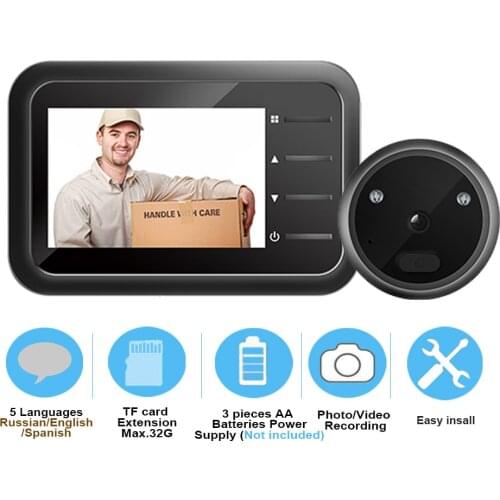 Peephole Video Doorbell Camera Video-eye Auto Photo Video Record Electronic Ring Night View Digital Door Viewer Home Security