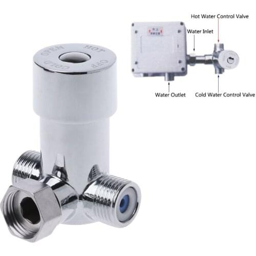G1/2" Hot & Cold Water Mixing Valve Thermostatic Mixer Two In & One Out 2019