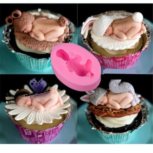 Hot Sale Non-Stick Cute Sleeping Baby Soap Mold Fondant Chocolate Cake Decorating Mould Silicone Baking DIY Tools Accessories