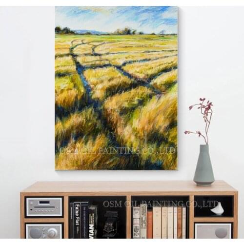 Skilled Artist Handmade High Quality Abstract Landscape Wheat Field Oil Painting on Canvas Beautiful Country Landscape Painting