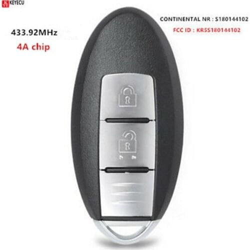 Keyecu 433.92MHz 4A chip Smart Remote Key Fob for Nissan Qashqai 12/2013-2017 Pulsar 2014-2016 X-Trail 2014-2017 S180144102