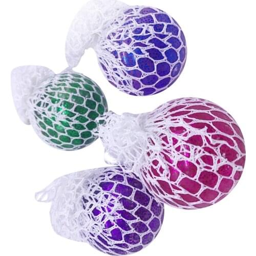 Colourful Mesh Ball Stress Glowing Squeeze Grape Toy Anxiety Relief Stress Ball Squeeze Slow Toys Squeeze Relief Toys