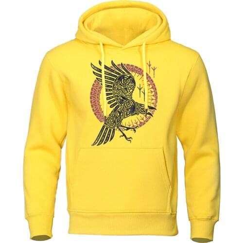 2019 Winter Autumn Hoodie Fleece Warm Casual Streetwear Viking legend Ragnars raven Men Pullover Hip Hop Mens Hooded Sweatshirt