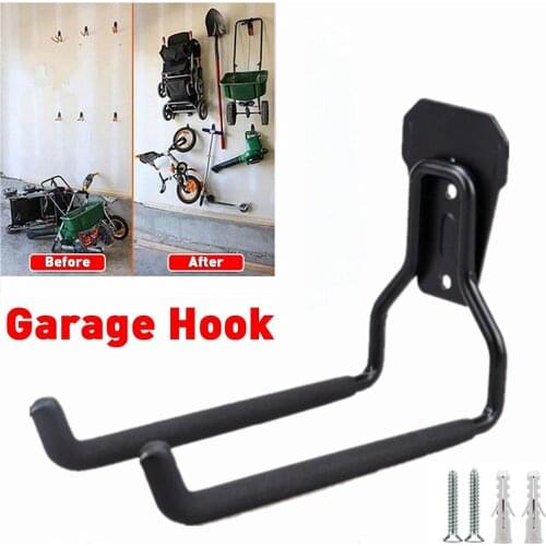 Wall-mounted Iron Storage Hooks Home Garage Bicycle Hanger Hanging Garden Tools Organizer Rack
