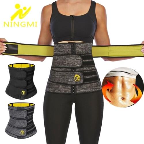 NINGMI Neoprene Sauna Waist Trainer Corset Sweat Belts for Women Body Shaper Slimming Corset Weight Loss Compression Trimme Belt