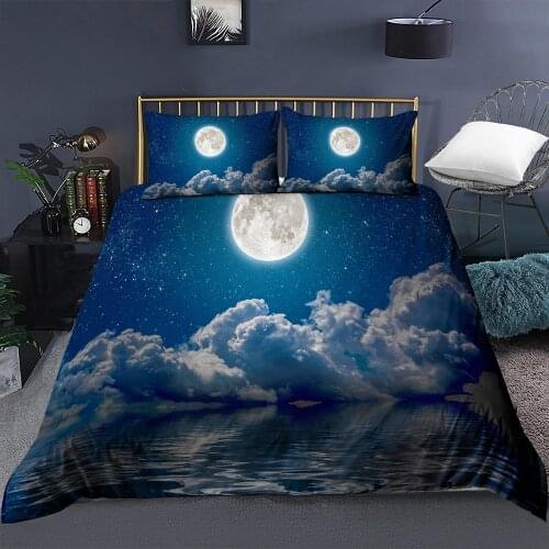Night Sky Bedding Set 3D Duvet Cover Sets Bedding Twin Queen King Size for Kids Bedroom Moon Pattern