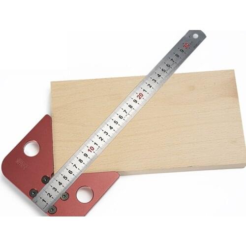 New Woodworking Center Scribe 45Degree Right Angle Line Gauge Wood Ruled Carpenter Round Heart Ruler Gauge