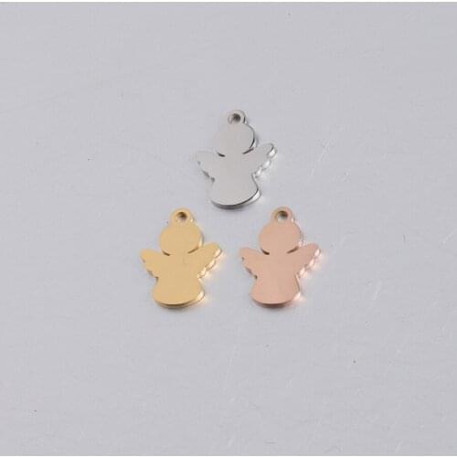 50pc 9*12mm Mirror polish Stainless Steel Angel Shape charm For Necklace/bracelet DIY Women Handmade Jewelry Making