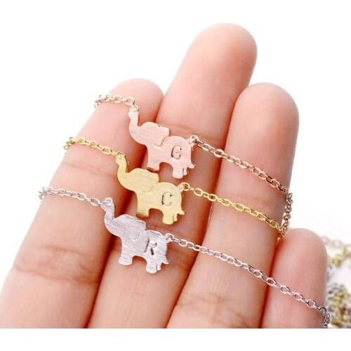 Elephant Necklace Elephant letterNecklace Jewelry Kids Jewelry Kids Initial Necklace Baby FCN140