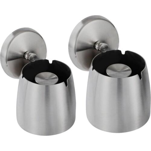 Outdoor Indoor Stainless Steel Ashtray with Lid Cover Windproof Rainproof Non-Slip Cigarette Tray Box for Office Home