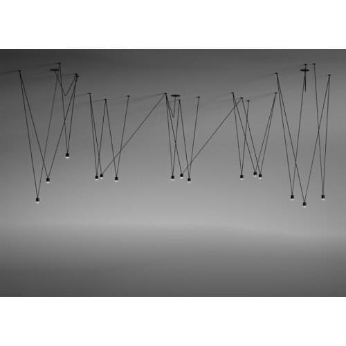 DIY Geometric Lines Led Pendant Light Post-modern Vintage String Suspension For Foyer Dining Room Black/White Drop Lamp 1384