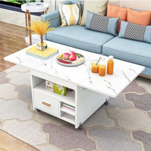 Desktop Stretchable Removable Dining Table Apartment Collapsible Table Small Coffee Table Multi Sofa Desk with Storage drawer