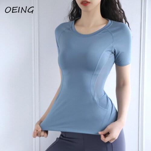 Plus Size Mesh Womens Yoga Tops Sport Gym Clothes Workout Short Sleeve Top Exercise Shirts