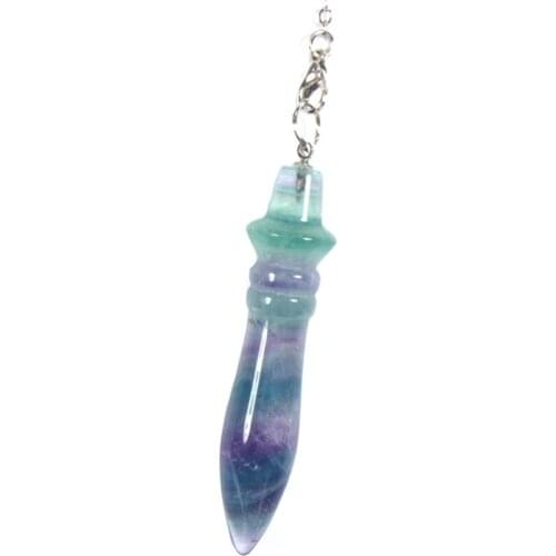 100-Unique 1 Pcs Silver Plated Bullet Shape Chakra Dowsing Pendulum Pendant Natural Fluorite Stone Jewelry