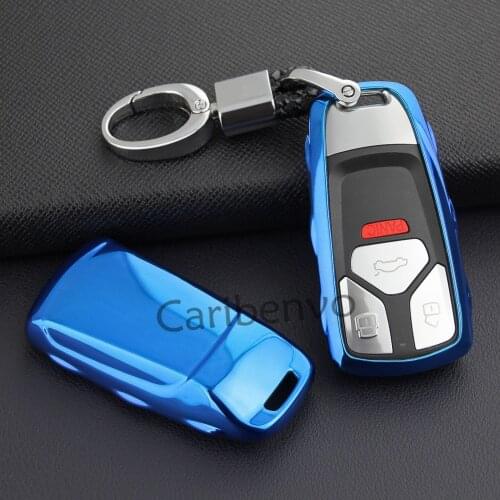 Aurora Blue Good Quality Durable Car Key Case Holder Cover For New Audi B9 A4 allroad A5 Q5 Q7 S4 S5 TT SQ5 Accessories