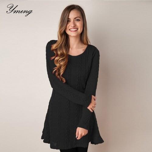YMING Fashion Sweater Korean Style Jumper Knitted Sweater Dress Twisted Pullover Long Sleeve Oversized Sweater