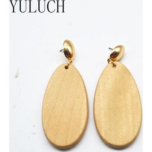 YULUCH Woman Indian Africa Big Drop Earring Wooden Wood Earrings For Women Jewelry Red Rose Flower Long Dangle Earings