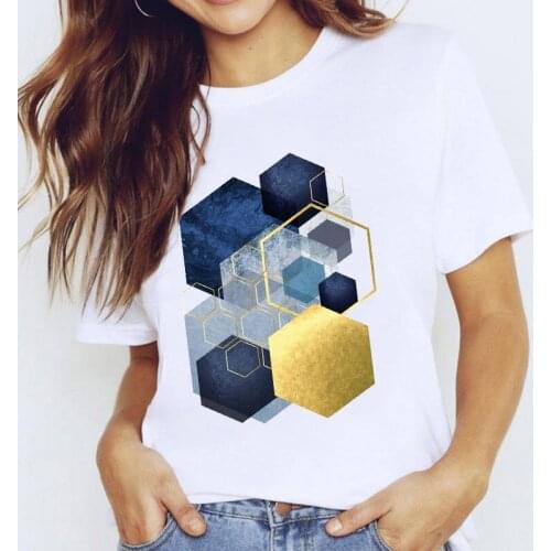 New Beautiful Geometry Graphic T Shirt Women fashion T-shirt Harajuku Tops Tee Cute Short Sleeve Lady Tshirt Female Tshirts