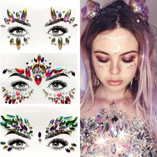 Womens Fashion Eye Accessories Makeup Tools DIY Diamond Eye Sticker Rhinestone Gems Face Jewels Paste For Performance Club Show