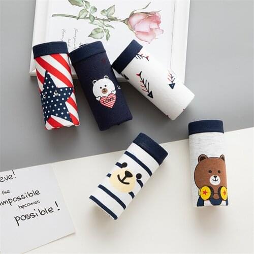 Womens panties cotton gril briefs cartoon bear stirpes female underwear women lingerie ladies casual underpants wholesale