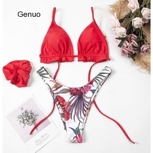 Womens Swimming Suit Sexy Bikini Swimsuit 2021 Swimwear Women Bathing Suits Top Ruffled With High Waisted Bottom Bikini Set