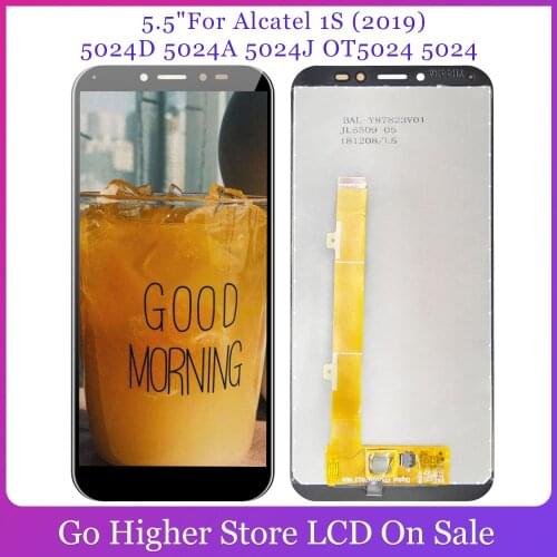 5.5 "For Alcatel 1S 2019 LCD Display Touch Screen Digitizer Panel Lens Sensor Glass Assembly 5024D 5024A 5024J OT5024 5024