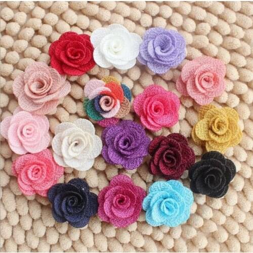 1.0 inch 22Colors Fabric Burlap Flowers Rosettes, DIY Fabric Flower For Hair Accessories Children Headbands 300pcs/lot