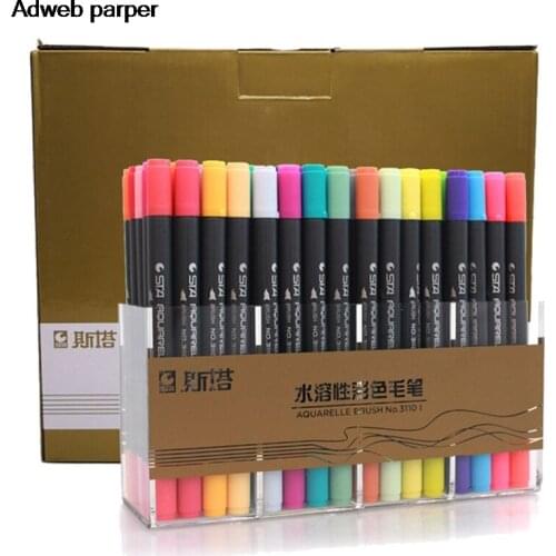 1pcs Water-Based Marker Soft Head Double Head Watercolor Paint Pen Color Pen Hand-Painted Set Writing Brush Random Color