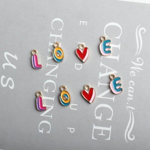 10pcs Alphabets Love Pendants Alloy Letters Enamel Charms DIY Jewelry Accessories Earring Bracelet Hair Handmade Floating XL521