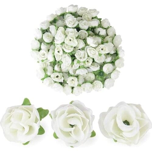 100pcs Artificial Roses Flower Head Milky Flower Fake DIY Roses Artificial Plant Decoration for Home Wedding Party