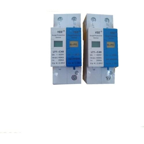 40KA 420v 2 pole 1P+N-PE 40A Din Rail Surge Protection Lightning Arrester