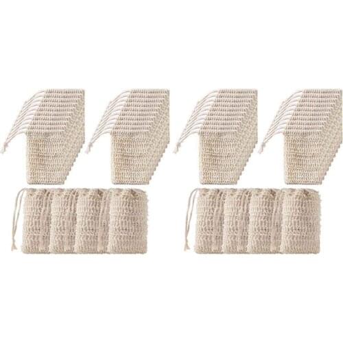48Pcs Shower Bath Sisal Soap Bag Natural Sisal Soap Bag Exfoliating Soap Saver Pouch Holder Net Soap