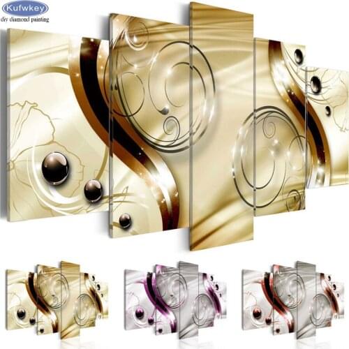 5 pcs 5D DIY Diamond Painting Cross Stitch Full Round Diamond Embroidery Abstract Lines Paintings Rhinestone Mosaic Needlework