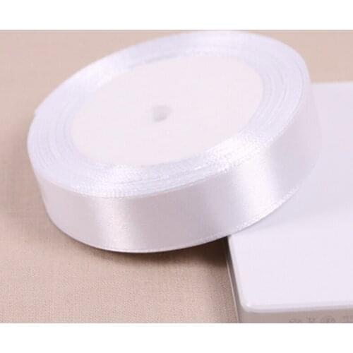 Satin 20mm 25Yards Wedding Silk Ribbon Party Decoration Satin Tapes Crafts Decor Invitation Card Gift Wrapping 01 White