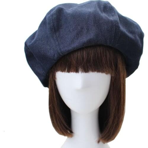 Free shipping High Quality Casual Woman Beret Lady spring&summer Painter style Boina Newsboy hat Denim Female Bonnet walking cap