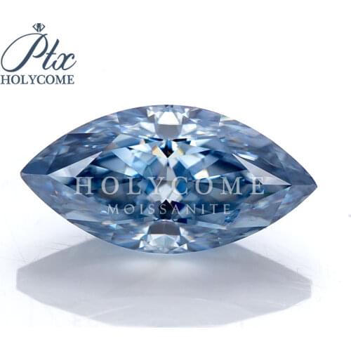 4X8mm Fancy Vivid Blue VVS1 Hot Brilliant Cut Marquise Cut Pass Moissanite Diamond Tester Loose Moissanite Supplier Factory GRA