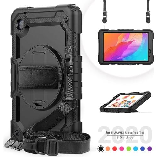 360 Rotation Hand Strap&Kickstand Tablet Case for HuaWei Matepad T8 чехол Silicone Protective Cover