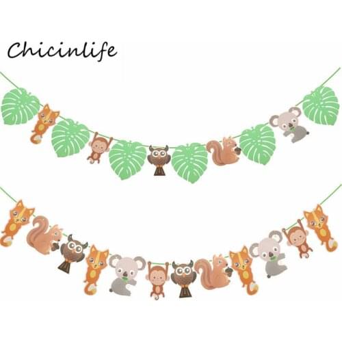 Chiclife Fox owl squirrel leaf Banner Baby Shower Kids Birthday Decoration Forest Animal banner Safari Jungle Party Supplies