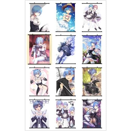 Coscase Japan Anime Decorative Pictures Re Zero kara Hajimeru Isekai Seikatsu Emilia Rem Beatrice Home Decor Wall Scroll Poster
