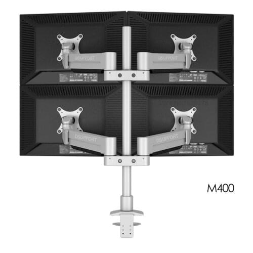 Dsupport M400 Desktop Quad Monitor Holder Support Aluminum Full Motion 4 Screen Monitor Arm Loading 16kgs with 70cm Stand Pole